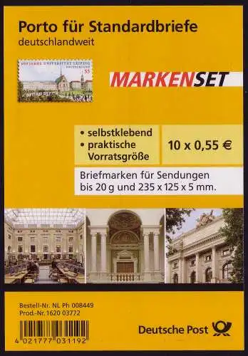 FB 4a Uni Leipzig, feuille 10x2747 no 1610 03772, **