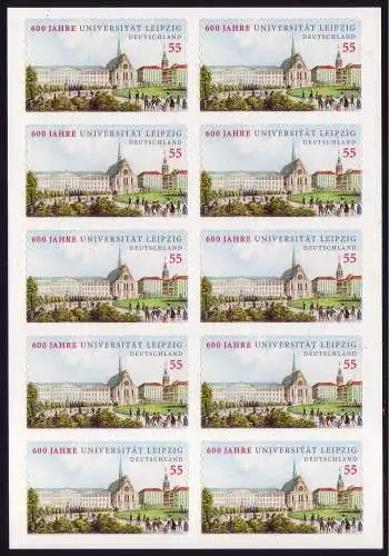 FB 4a Uni Leipzig, feuille 10x2747 no 1610 03772, **