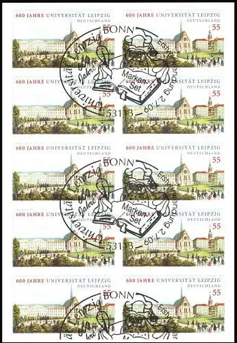 FB 4a Uni Leipzig, feuille 10x2747 no 1610 03772, EV-O Bonn