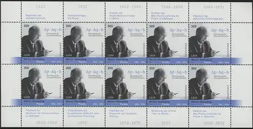 2228 Lauréat du Prix Nobel Werner Heisenberg - Bogen 10 **