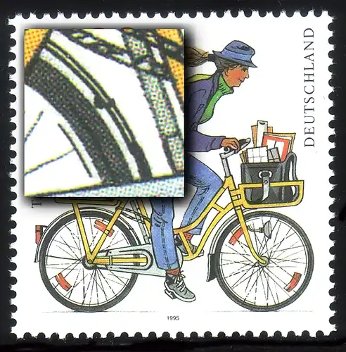 1814I Tag der Briefmarke 1995 mit PLF I - Fleck am Schutzblech, Feld 8, **