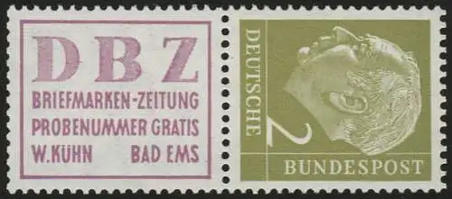 S13 Zusammendruck Heuss, postfrisch **