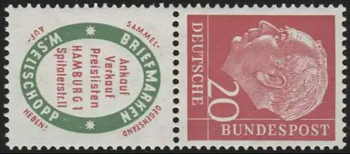 S29 Zusammendruck Heuss, postfrisch **