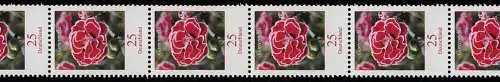 2694 Blumen 25 Cent nk 11er-Streifen Rollenende 5-10, ** postfrisch ungefaltet