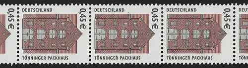 2299 0,45 Nr. mit P. 500er Typ IIIc 11er Streifen, postfrisch **