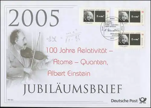 2475 Albert Einstein & Reliabilité Atomes Quanten 2005 - Lettre d'anniversaire du Post