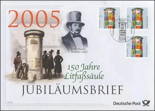 2444 Ernst Theodor Amadeus Litfass & 150 ans Littafäule 2005 - Lettre d'anniversaire
