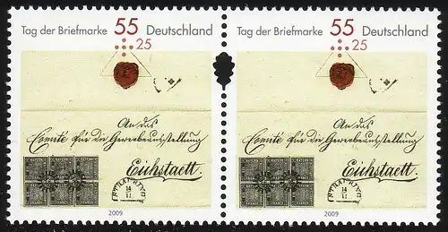 2735Sr+Sl Tag der Briefmarke im Paar, Sicherheitszähnung mittig, ** postfrisch