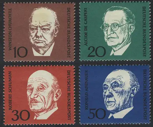 554-557 Einzelmarken aus Bl. 4 Adenauer, Churchill, De Gasperi, Schuman, Satz **