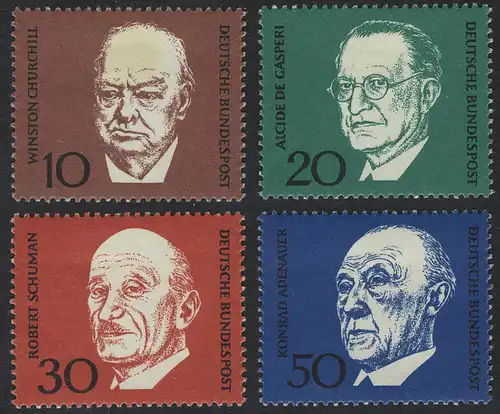 554-557 Marques individuelles de la vol. 4 Adenauer, Churchill, De Gasperi, Schuman, set **