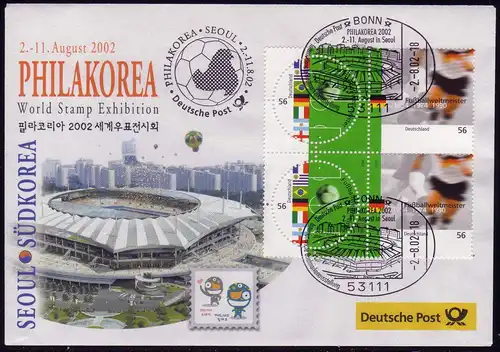 Ausstellungsbeleg Nr. 70 PHILKOREA Seoul 2002, SSt Bonn 2.8.02