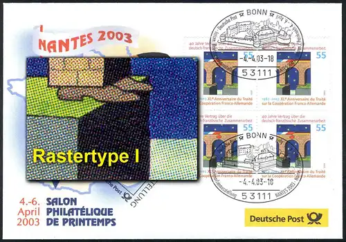 Document d'exposition n° 78 SALON PHILATELIQUE Nantes 2003 avec 2311 Type I