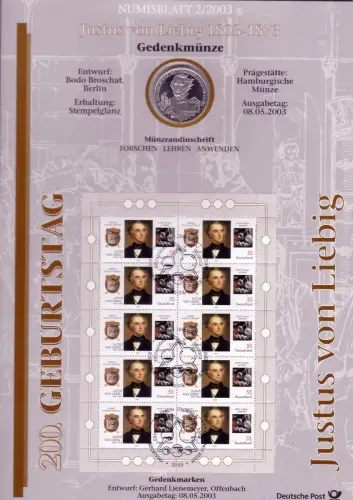 2337 Justus von Liebig - Numisblatt 2/2003