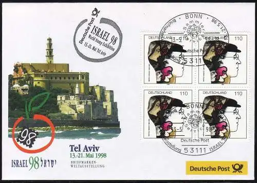 Ausstellungsbeleg Nr. 29 ISRAEL Tel Aviv 1998, SSt Bonn 13.5.98