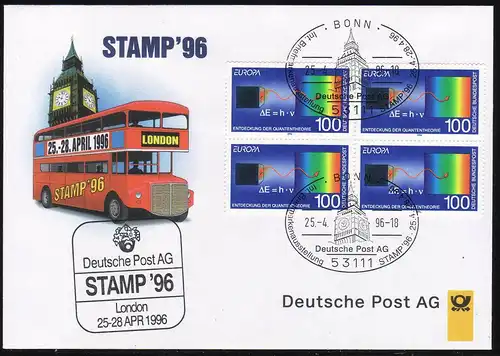 Ausstellungsbeleg Nr. 11 STAMP London 1996, SSt Bonn 25.4.96