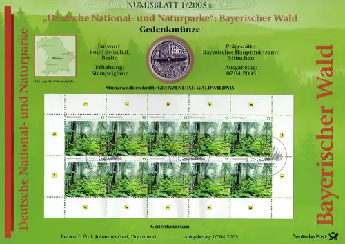 2452 Parc national Parcs naturels de la forêt bavaroise - Numisblatt 1/2005