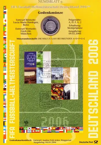 Bloc 67 Coupe du Monde: Lettre de pièce F - Numisblatt 2006