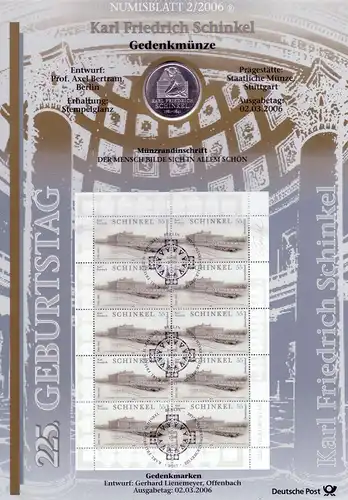 2527 Baumeister Karl Friedrich Schinkel - Numisblatt 2/2006