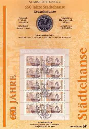 2558 650 Jahre Hanse / Hansa Teutonica - Numisblatt 4/2006