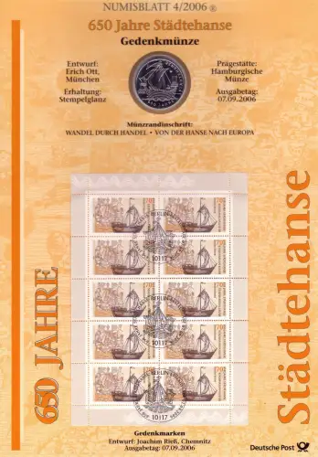 2558 650 ans Hanse / Hansa Teutonica - Numisblatt 4/2006