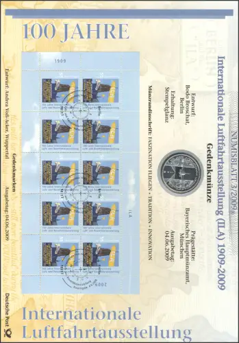 2740 100 Jahre Internationale Luftfahrtausstellung ILA - Numisblatt 3/2009