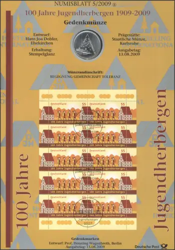 2753 100 ans Auberges de Jeunesse: vivre en communauté - Numisblatt 5/2009