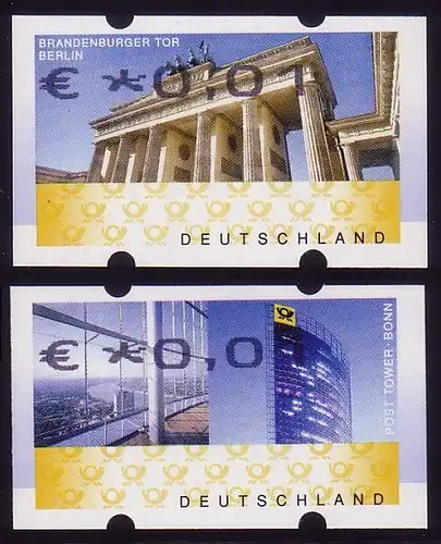 6/7 ATM-Set Euro OBEN, FEHLVERWENDUNG - je eine postfrische ATM