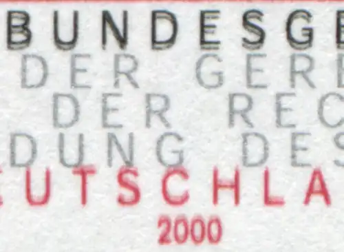 2137 Bundesgerichtshof-Kleinbogen Doppeldruck / Schmitzdruck Rot und Schwarz **