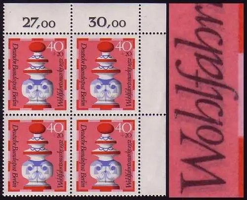 437DD Wofa 40 Pf. ER-Vbl. en haut à droite, double pression noir, non plié, **