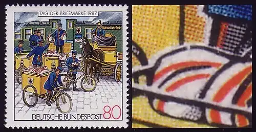 1337 Jour du timbre 1987 avec sac postal cassé PLF, case 20, **