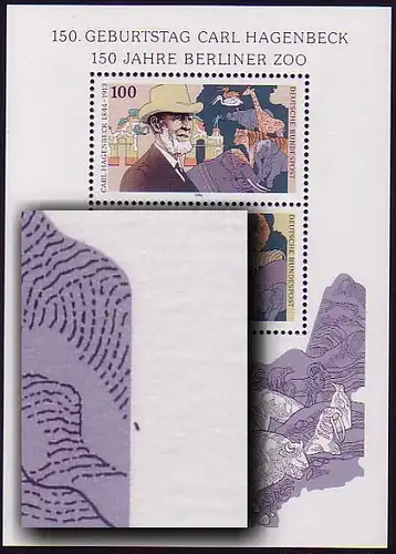 Block 28 Carl Hagenbeck & Berliner Zoo 1994, PLF Fleck am Blockrand rechts, **