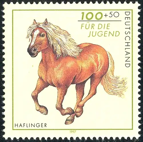 1923I Haflinger mit PLF I grüner Fleck im linken Pferdefuß, Feld 7, **