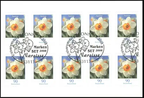 FB 1a Narcisse Feuille 10x2515 No 1620 03781 avec point vert, EV-O Bonn