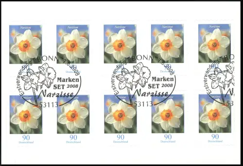 FB 1a Narcisse Feuille 10x2515 No 1620 03781 avec point vert, EV-O Bonn