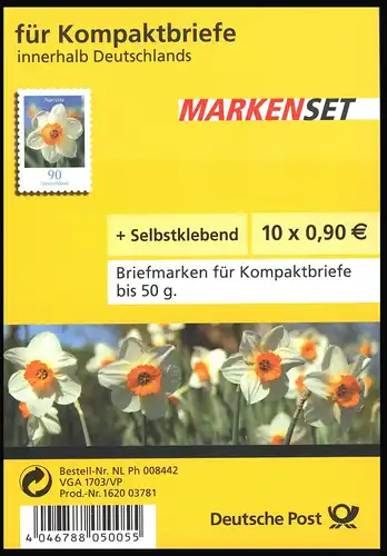 FB 1a Narcisse Feuille 10x2515 No 1620 03781 avec point vert, EV-O Bonn