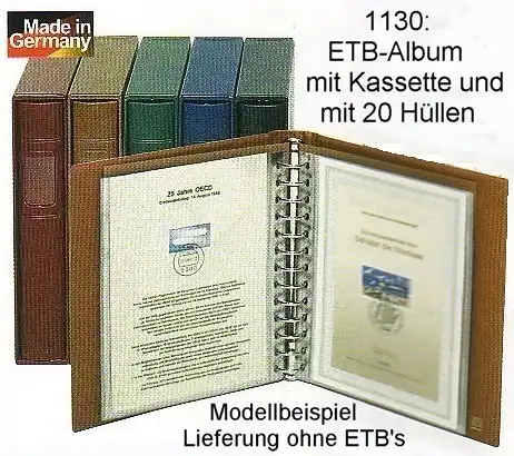 LINDNER ETB-Album mit passender Kassette und 20 Hüllen, Farbe: braun