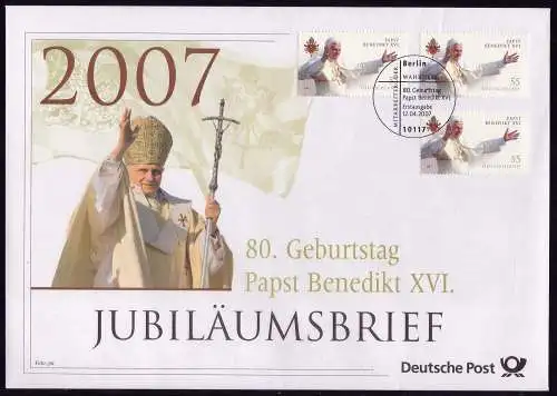 2599 Anniversaire du Pape Benoît XVI 2007 - Lettre d'anniversaires