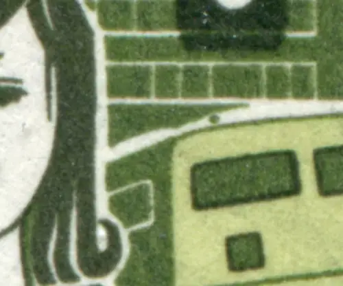 194 Kinder 10 Pf mit PLF grüner Fleck links über dem Bus, Feld 50 **