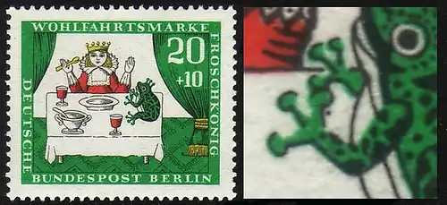 296 Wofa 20 Pf: schwarzer Punkt zwischen der Froschklaue, Feld 5 **