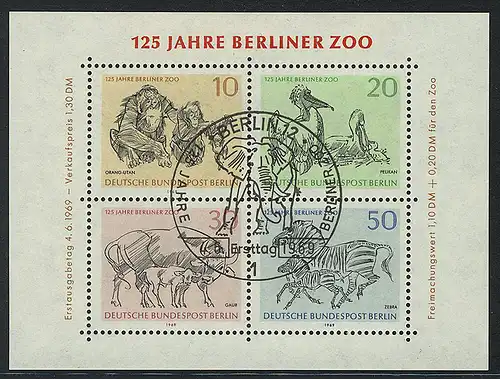 Block 2 Berliner Zoo 1969 mit ESSt Berlin Elefant 4.6.1969