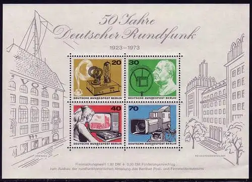 Block 4 Deutscher Rundfunk 1973, postfrisch