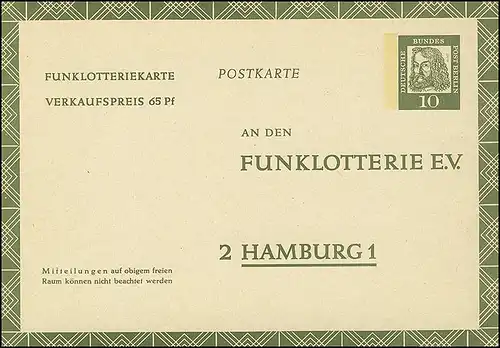Funklotterie FP 6 Dürer 10 Pf **