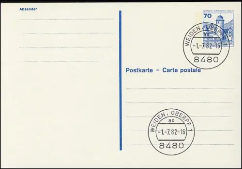 P 123 I - BuS 70 Pf Buchdruck VS-O Weiden