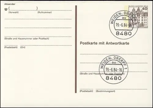 P 124 II - BuS 40/40 Pf Letterset  VS-O Weiden