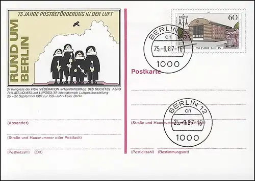 P 127 - LUPOSTA 1987 VS-O Berlin 12 - Timbre du premier jour 25.9.87