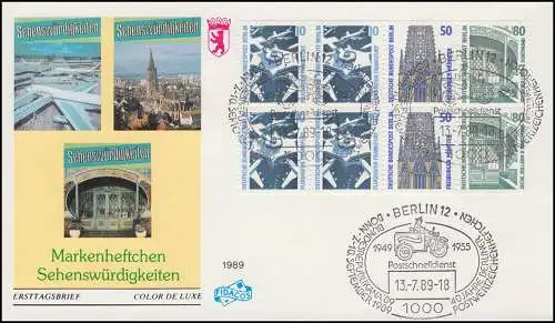 HBl. 22 aus MH 14 SWK 1989 auf Schmuck-FDC Sehenswürdigkeiten Berlin 13.7.89