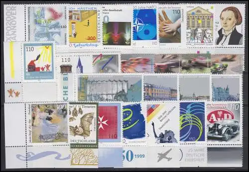 2027-2086 Bund-Jahrgang 1999 Ecken unten links, kpl. **