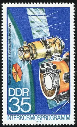 2312III Interkosmos 35 Pf: blauer Fleck im Weltraum links oben, Feld 13 **