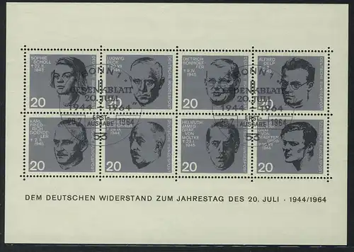 Block 3 Widerstand 20. Juli 1944, Ersttagssonderstempel ESSt Bonn