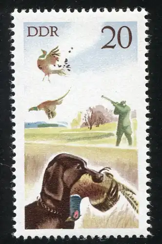 2272 Chasse Fasan 20 Pf: trait brun sur le ressort supérieur du faisan, champ 39 **